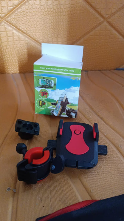 Detailed view of the robust grip of the bicycle phone mount.