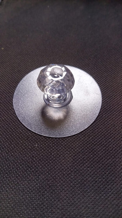 Angled perspective of the adhesive crystal cabinet knob, showing its versatile design.