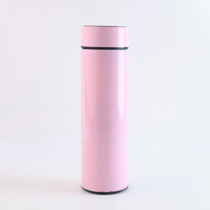 Insulated hot and cold water bottle in pink with LED display