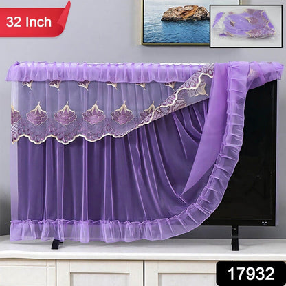 Close-up of the elastic edge ensuring a snug fit on the 32-inch TV cover.