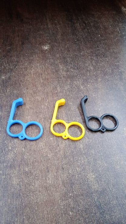 Close-up of hook-style plastic mobile holder stand with universal fit