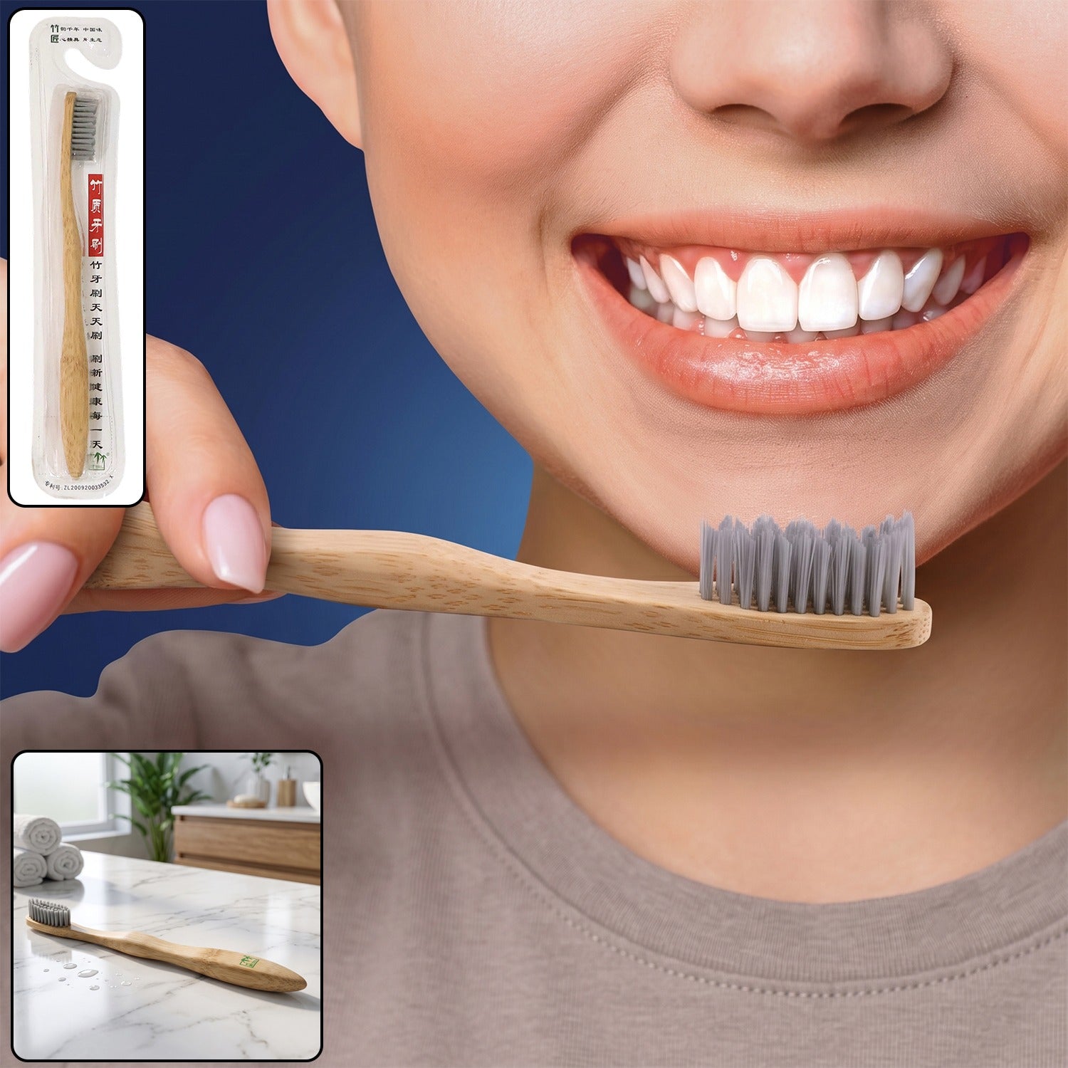 Soft bristle bamboo toothbrush, eco friendly wooden toothbrush for adults (1 pc)