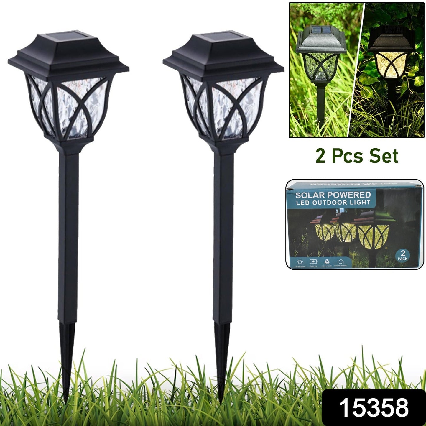 Close-up of a FitFuzion solar pathway light showing the water-ripple light effect on the ground.