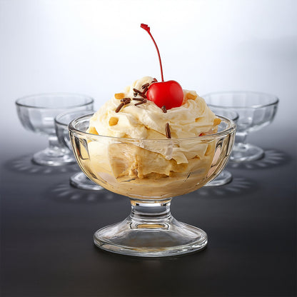 Set of six premium clear glass bowls for party dessert serving