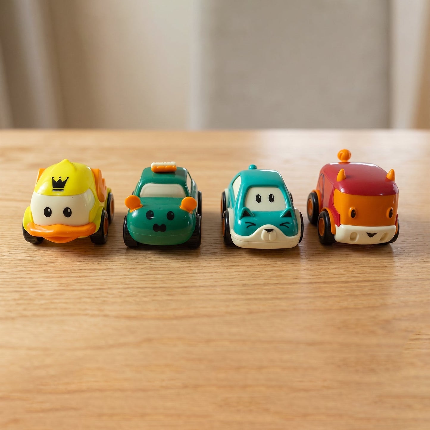 Top view of Funwoods mini pull back toy cars for toddlers