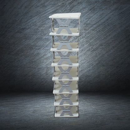Entryway organizer: an 8-layer foldable shoe rack for neat and accessible shoes.