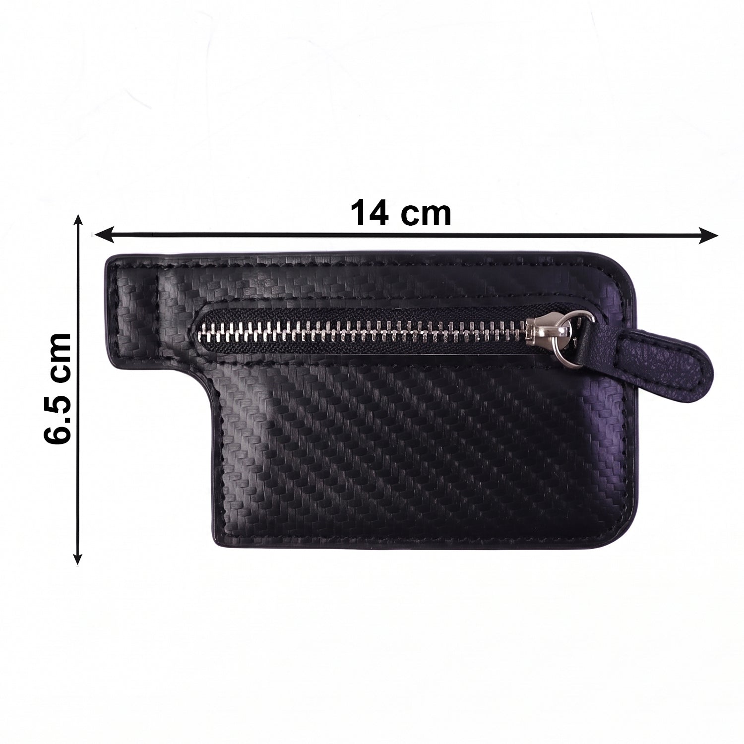 Durable synthetic leather phone wallet case with visible zipper compartment.